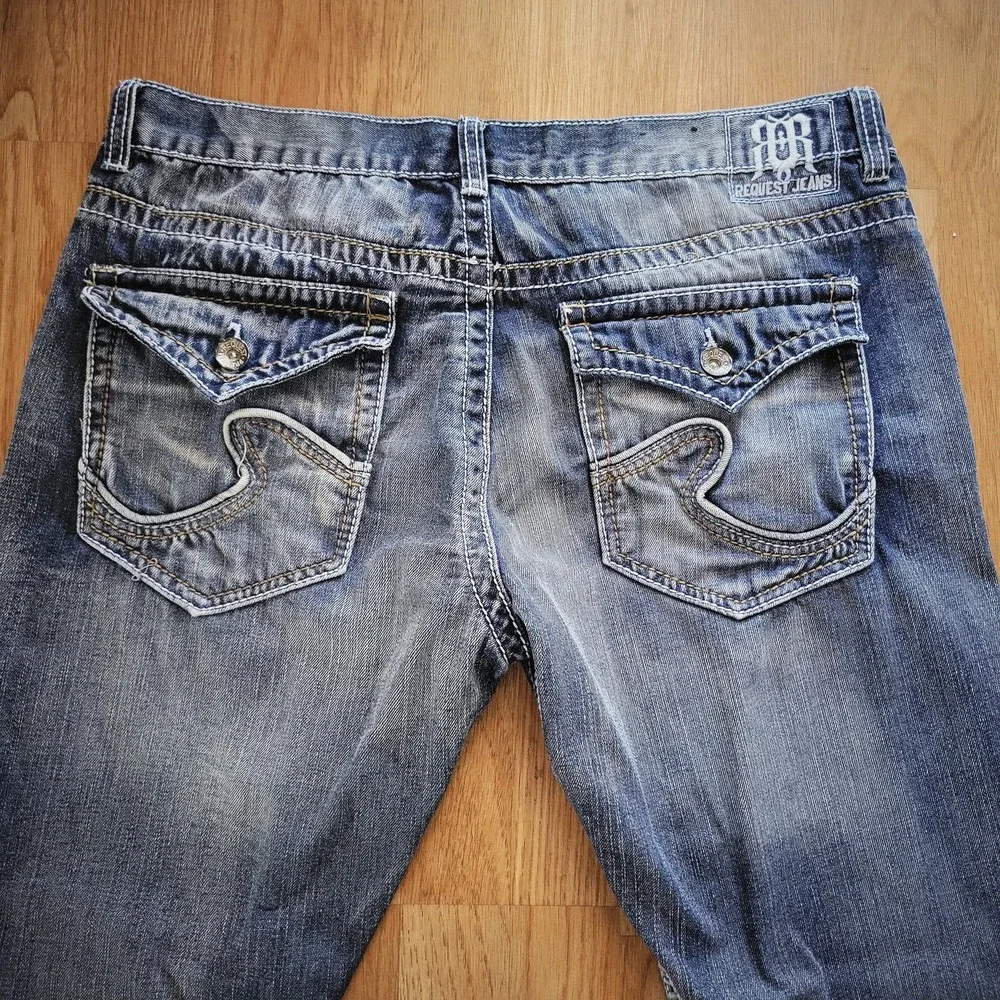 Request Jeans Mens Pants Blue Faded Wash Denim Straight Five Pocket 38x30
